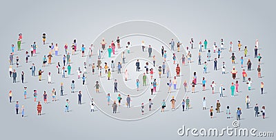 Big people group different occupation employees standing todether workers crowd labor day concept horizontal full length Vector Illustration