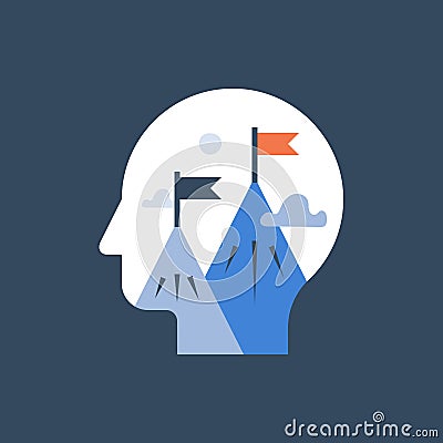 Self growth mindset, big picture thinking, effort to success, future investment, fast progress, personal strategy Vector Illustration