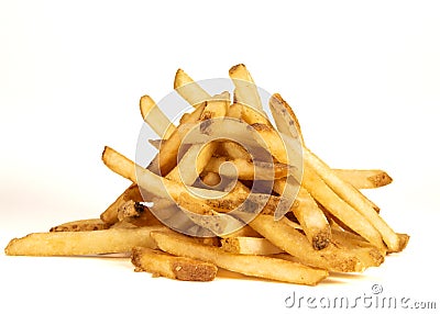 Medium Pile of Fries on White Stock Photo