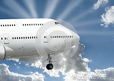 Big plane landing Stock Photo