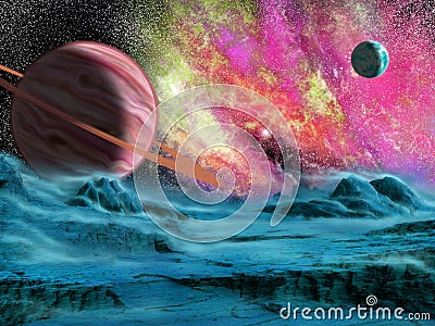 Big planet and nebula Stock Photo