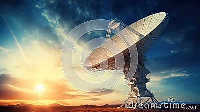 A big radio telescope pointing to the blue sky Stock Photo