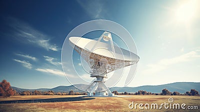 A big radio telescope pointing to the blue sky Stock Photo