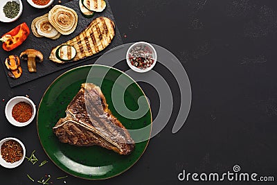 Medium rare Grilled T-Bone Steak Stock Photo