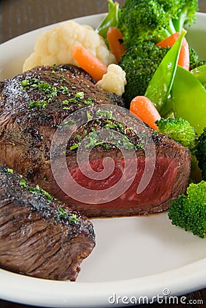 Medium rare steak Stock Photo