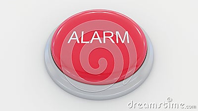 Big red button with alarm inscription. Conceptual 3D rendering Stock Photo
