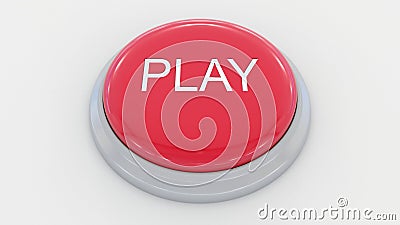 Big red button with play inscription. Conceptual 3D rendering Stock Photo