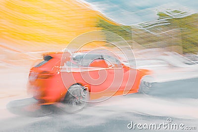 Frozen speed - red SUV Stock Photo