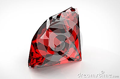 Radiant Splendor: Isolated Big Red Diamond on White Background - 3D Illustration Cartoon Illustration