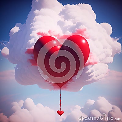 Big red heart in sky. Stock Photo