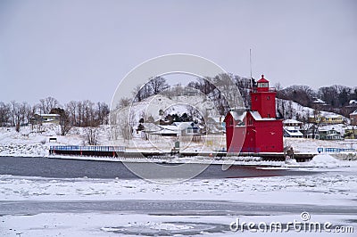 Big Red Holland Lighthouse Stock Photo