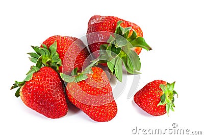 Big red juicy rich strawberries with pedicle Stock Photo