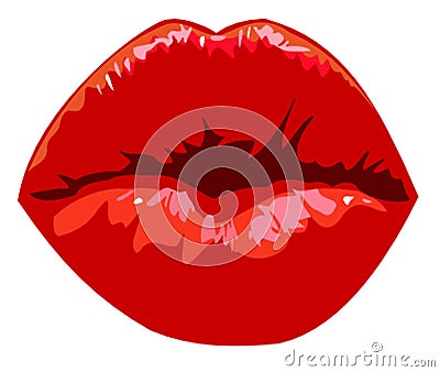 Big Red Lips Vector Illustration