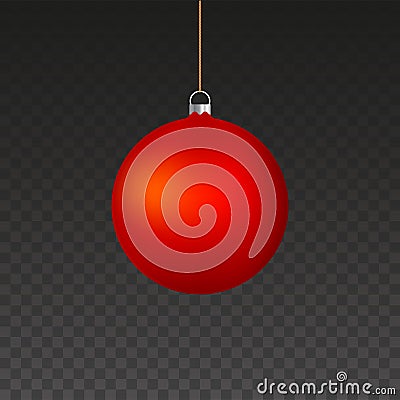Big Red Matt Christmas Tree Ball. Merry Christmas and Happy New Year Symbol. Vector Illustration Vector Illustration