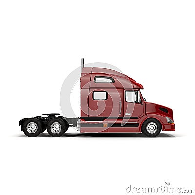 A Big Red Semi Truck Isolated on White 3D Illustration Stock Photo