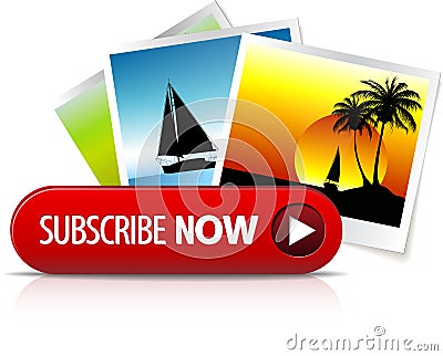 Big red subscribe now button Stock Photo