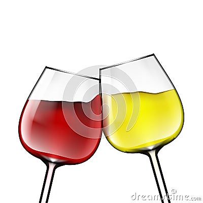 Big Reds Wine Glass Of Red And White Wine Vector Illustration