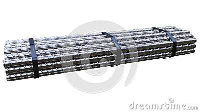 big reinforcing steel pack - isolated computer generated industrial 3D illustration Stock Photo