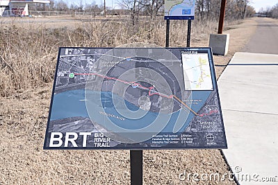 Big River Trail Map, West Memphis, Arkansas Editorial Stock Photo