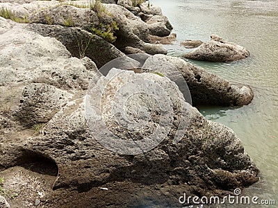 big rocks of the aesesa river Stock Photo
