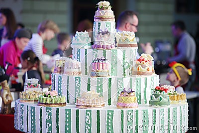 Big round cake at sixth gastronomic festival Editorial Stock Photo