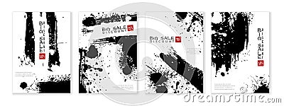 Big sale banner with ink splashes on background. Discounts Vector Illustration