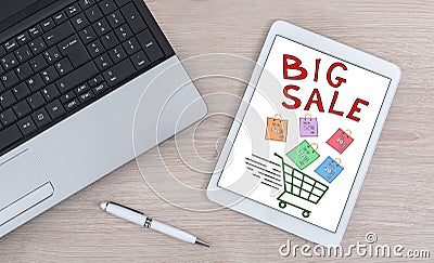 Big sale concept on a digital tablet Stock Photo