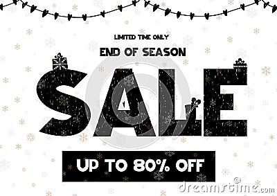 Big sale coupon with black calligraphy font. Vector illustration In candinavian style, salling card, coupon, banner Vector Illustration