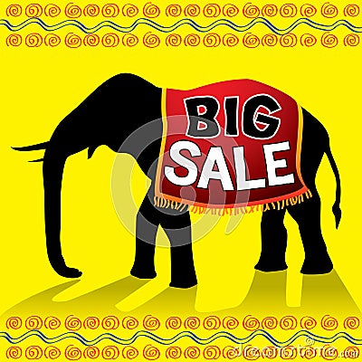 Big sale elephant poster Vector Illustration