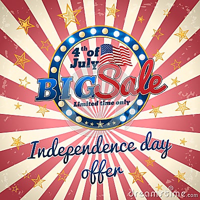 Big sale - Independence day offer, 4th of July trade banner Vector Illustration