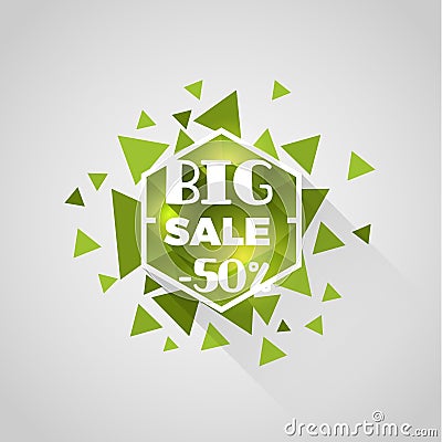 Big sale polygonal crystal tag Vector Illustration