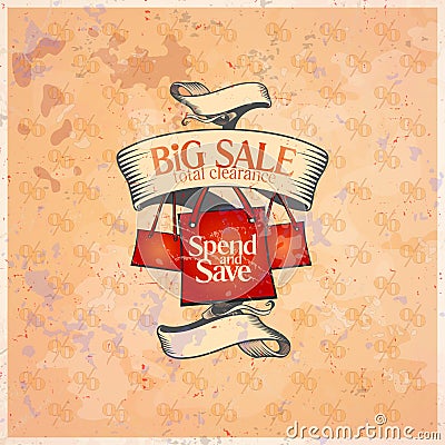 Big sale retro design template. Vector Illustration