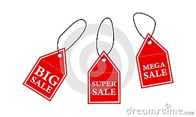 Big sale super sale and mega sale labels Stock Photo