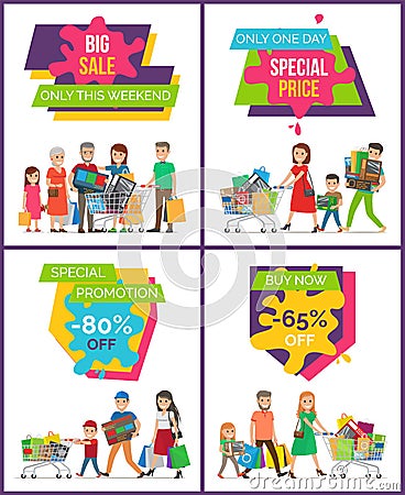 Big Sale Only This Weekend Set Vector Illustration Vector Illustration