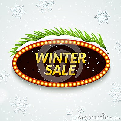 Big sale winter sale sign design template. Xmas season clearance discount. Market promotion advertising with fir Vector Illustration