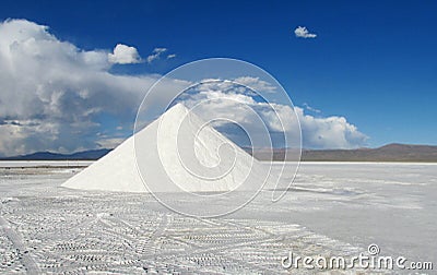 Big salt pile on Salar Stock Photo