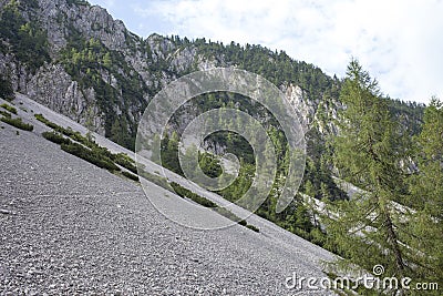 Big scree slope in Alps Stock Photo