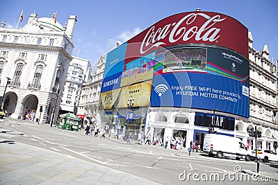 Big screen showing adverts and rio 2016 in piccadilly circus Editorial Stock Photo