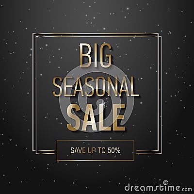 Big Seasonal Final sale text, special offer celebrate background with gold frames. Realistic vector stock design for shop and sale Stock Photo