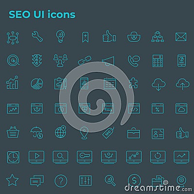 Big SEO icon set, trendy flat icons Vector Illustration