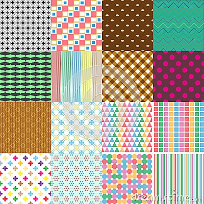 Big set of abstract retro seamless simple patterns eps10 Vector Illustration