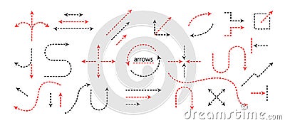 Big Set Arrows and directions signs. dotted line and arrow. Vector Illustration