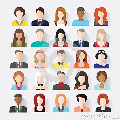 Big set of avatars profile pictures flat icons Vector Illustration