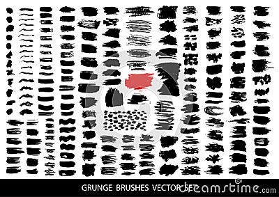 Big set of black paint, ink brush strokes, brushes, lines. Dirty artistic design elements, boxes, frames for text. Vector illustra Vector Illustration