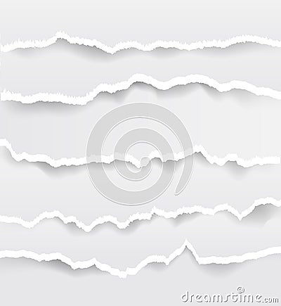 Big set of blank Torn paper sheets. Vector note pieces collection with sticky tape. Vector Illustration