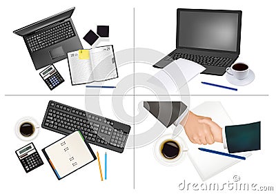 Big set of business and office supplies. Vector Illustration