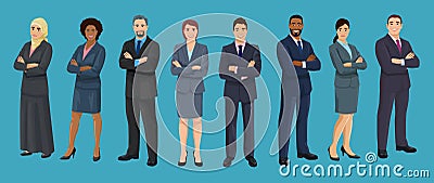Big set of business people crossed arms Vector Illustration