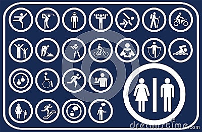 Big set buttons - 19_D. Pictographs of people Vector Illustration