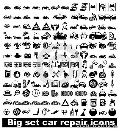 Big set car repair icons Vector Illustration