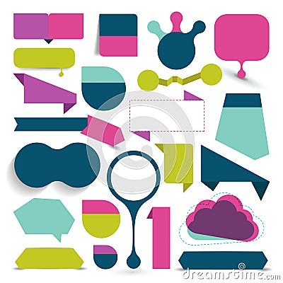 Big set of colorful sale stickers, bubbles, ribbons. Vector Illustration
